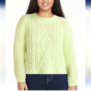 NWT No Boundaries Yellow Women's Cable Knit Sweater